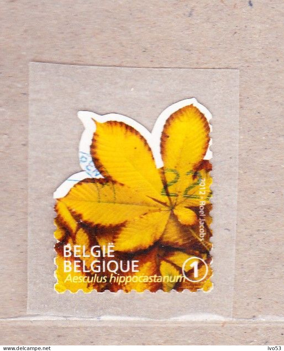 2012 Nr 4275 Gestempeld Op Fragment,zegel Uit Boekje B132.Boomblad / Feuille D'arbre. - Used Stamps