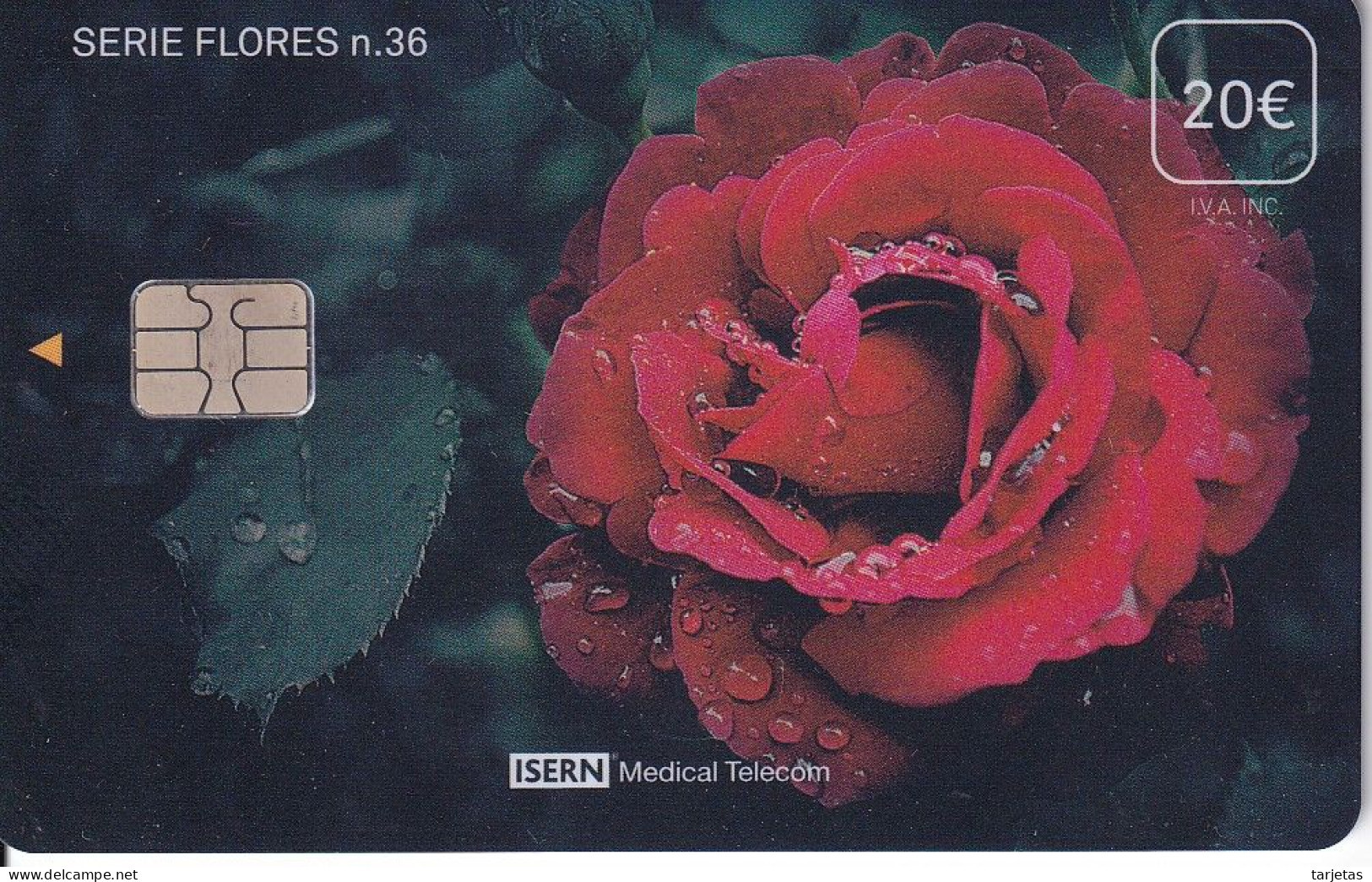 ISN-382 TARJETA DE ISERN DE LA SERIE FLORES Nº36 (FLOR-FLOWER-ROSA) - Fleurs