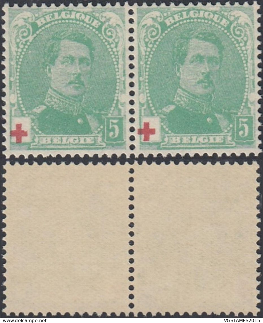 Belgique 1914 - Timbres Neufs. COB Nr.: 129 .A Paire  Dont 1 Avec Variété................... (EB) AR-02055 - 1914-1915 Croix-Rouge