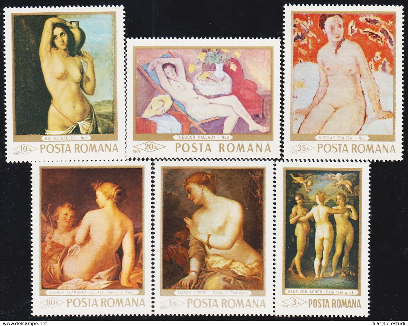 Rumanía Romania 2454/59 1969 Desnudos Célebres MNH - Otros & Sin Clasificación