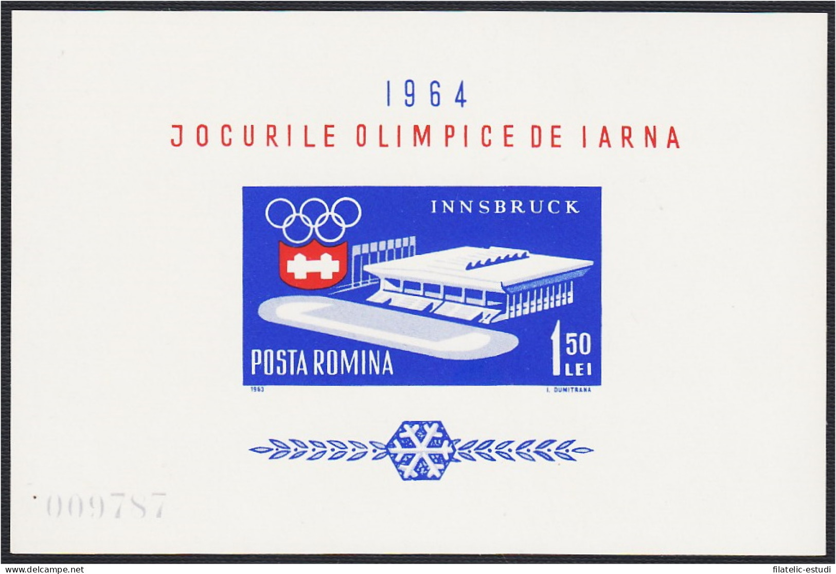 Rumanía HB 56 1963 9º Juegos Olímpicos De Invierno MNH - Altri & Non Classificati