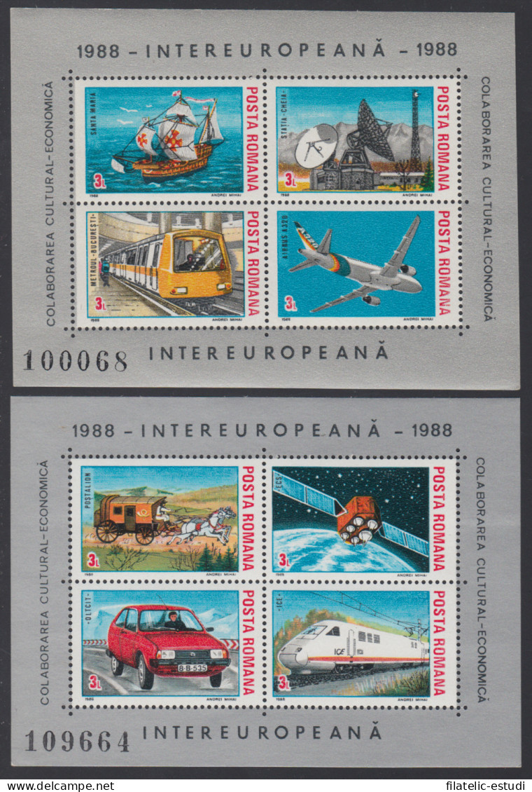 Rumanía HB 193A/93B 1988 Comunicaciones - Tren, Barco, Avión ... MNH - Andere & Zonder Classificatie