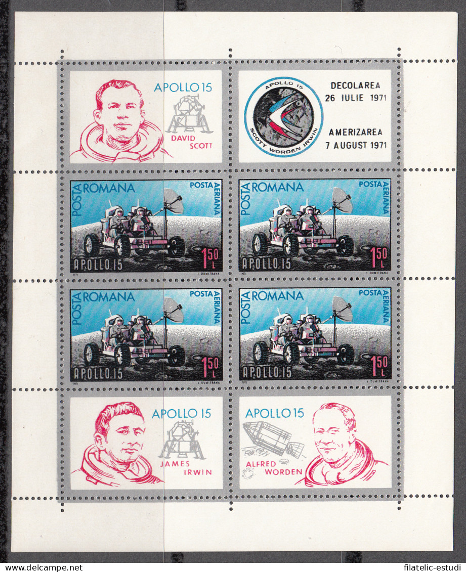 Rumanía - 89 1971 Apolo XV Nueva Sin Fijasellos MNH - Otros & Sin Clasificación