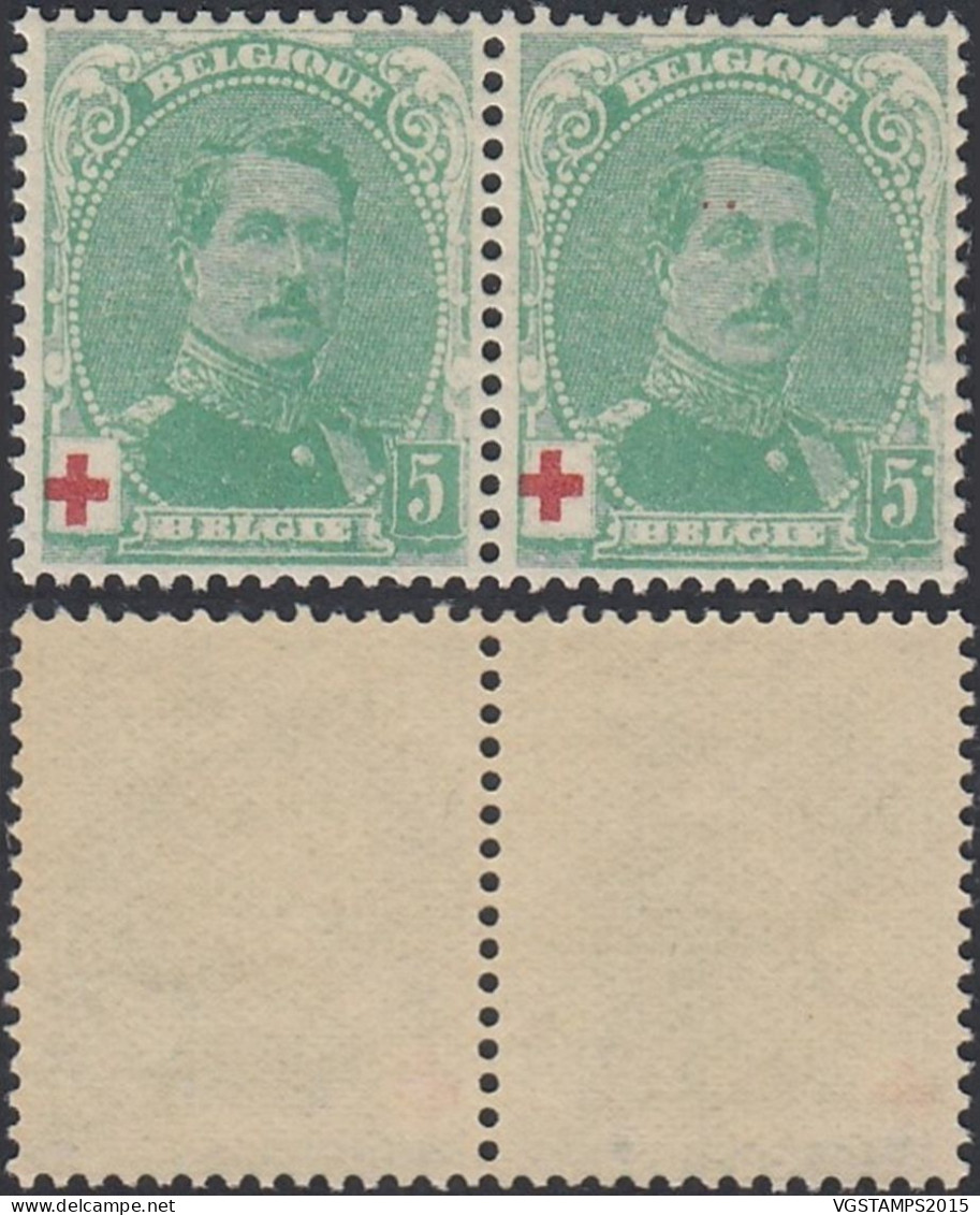 Belgique 1914 - Timbres Neufs. COB Nr.: 129 .A Paire  Dont 1 Avec Variété................... (EB) AR-02056 - 1914-1915 Rotes Kreuz