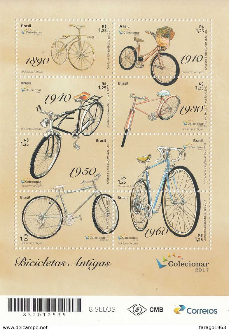 2017 Brazil  Bicycles Cycling Souvenir Sheet MNH - Unused Stamps