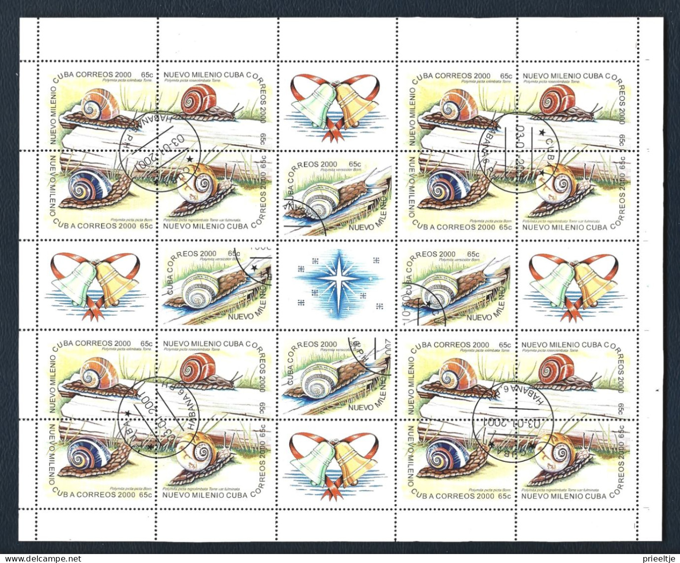 Cuba 2000 Christmas Snails Sheet  Y.T. 3907/3911 (0) - Blocs-feuillets