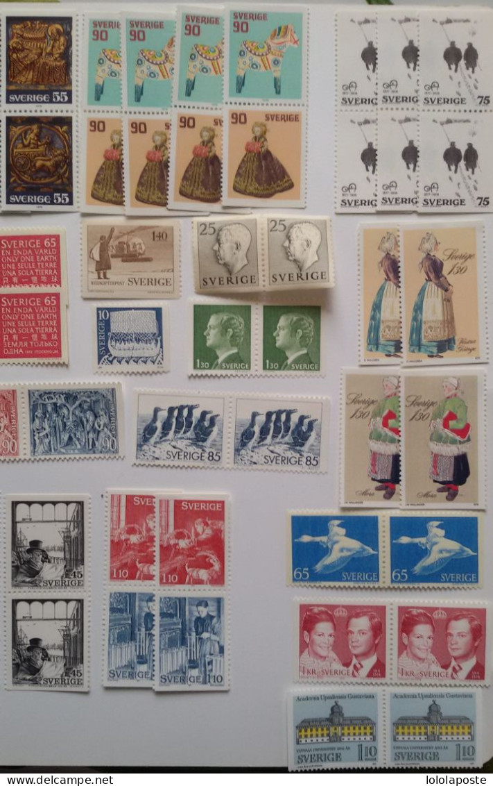 SUEDE - Petit Lot De 42 Paires Avec Quelques égrenés - Neufs ** (MNH) - 3 Photos - Sammlungen