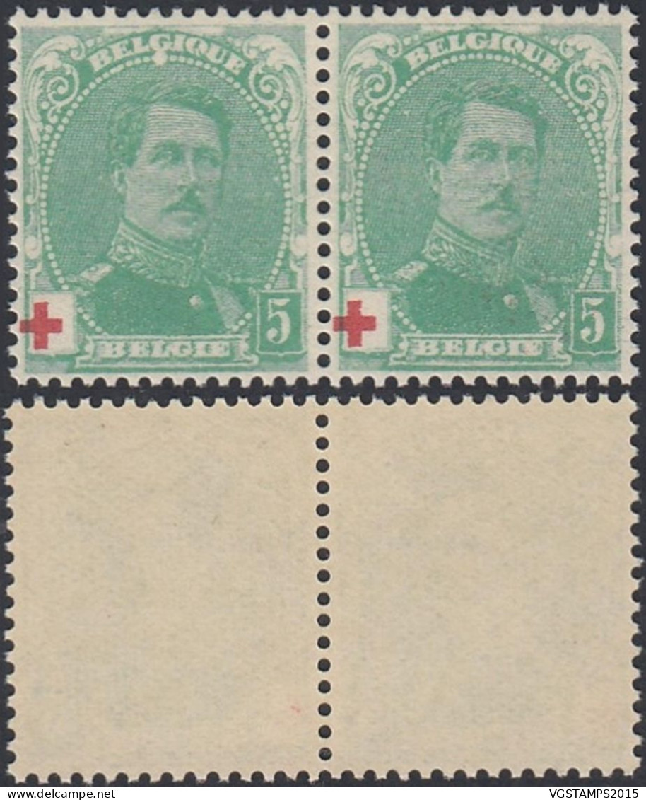 Belgique 1914 - Timbres Neufs. COB Nr.: 129 .A Paire  Dont 1 Avec Variété................... (EB) AR-02058 - 1914-1915 Croce Rossa