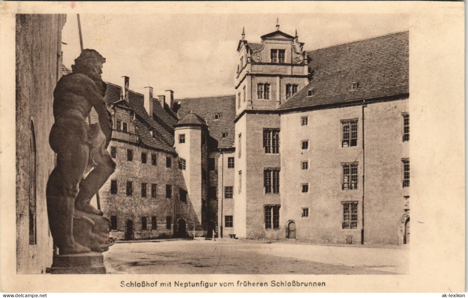 Ansichtskarte Torgau Schloss Hartenfels Neptunfigur Brunnen 1916 - Torgau