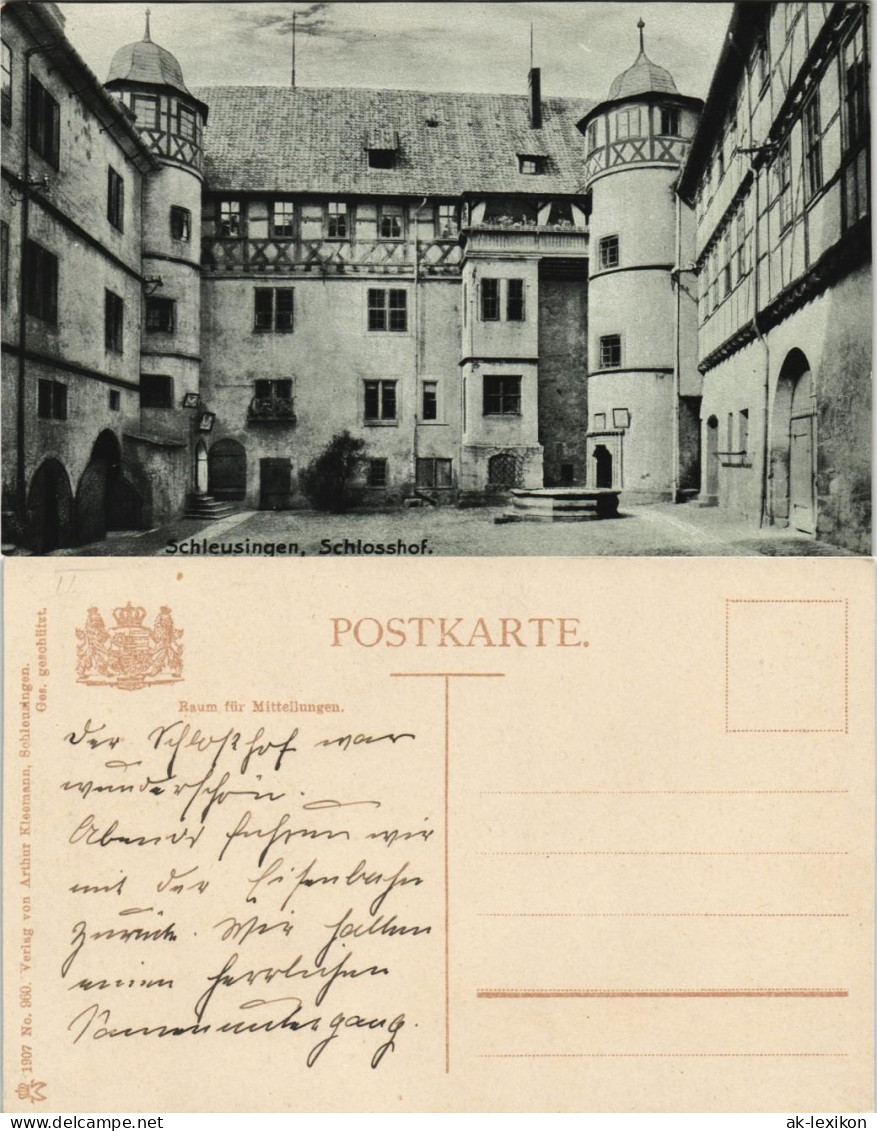 Schleusingen Schloss Bertholdsburg Hof-Ansicht (Castle Postcard) 1907 - Schleusingen