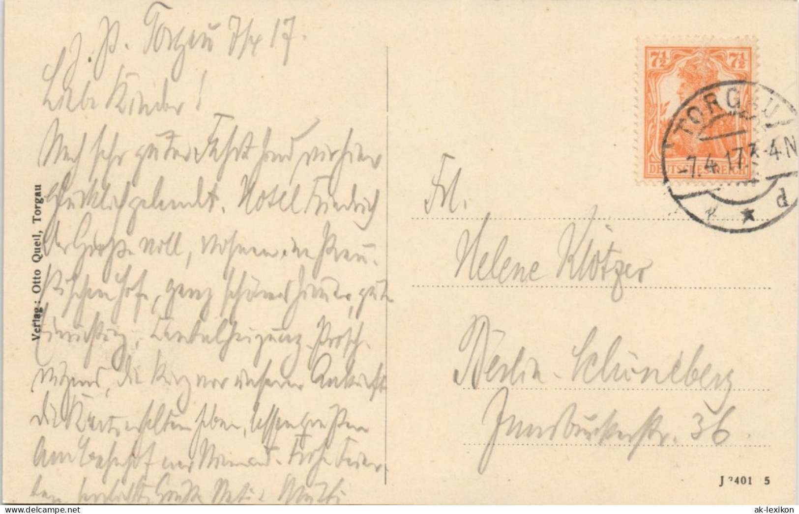 Ansichtskarte Torgau Schloss Hartenfels Vom Fluss  Gesehen 1917 Stempel TORGAU - Torgau