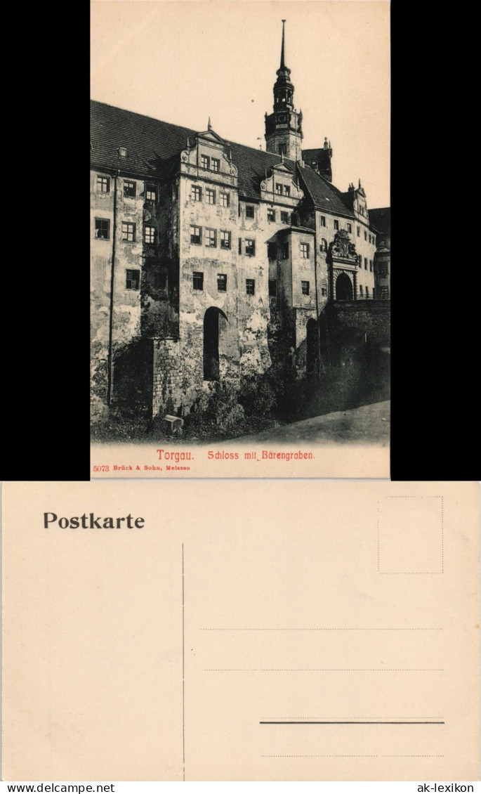 Ansichtskarte Torgau Schloss Hartenfels Gesamtansicht Mit Bärengraben 1910 - Torgau