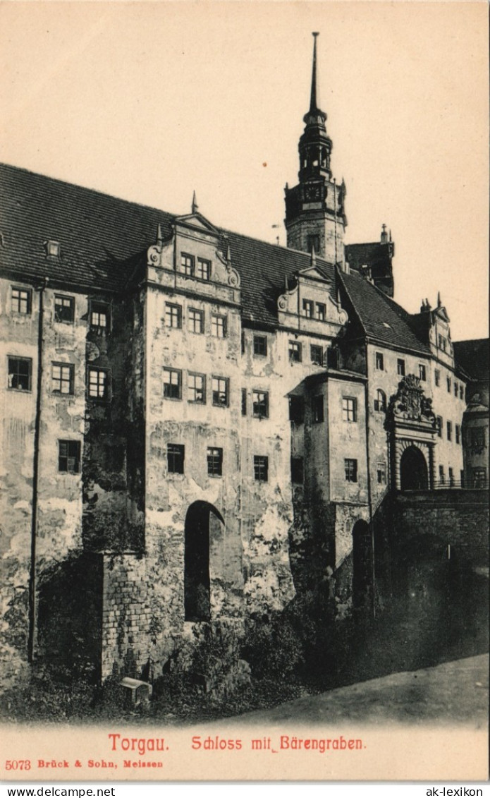 Ansichtskarte Torgau Schloss Hartenfels Gesamtansicht Mit Bärengraben 1910 - Torgau