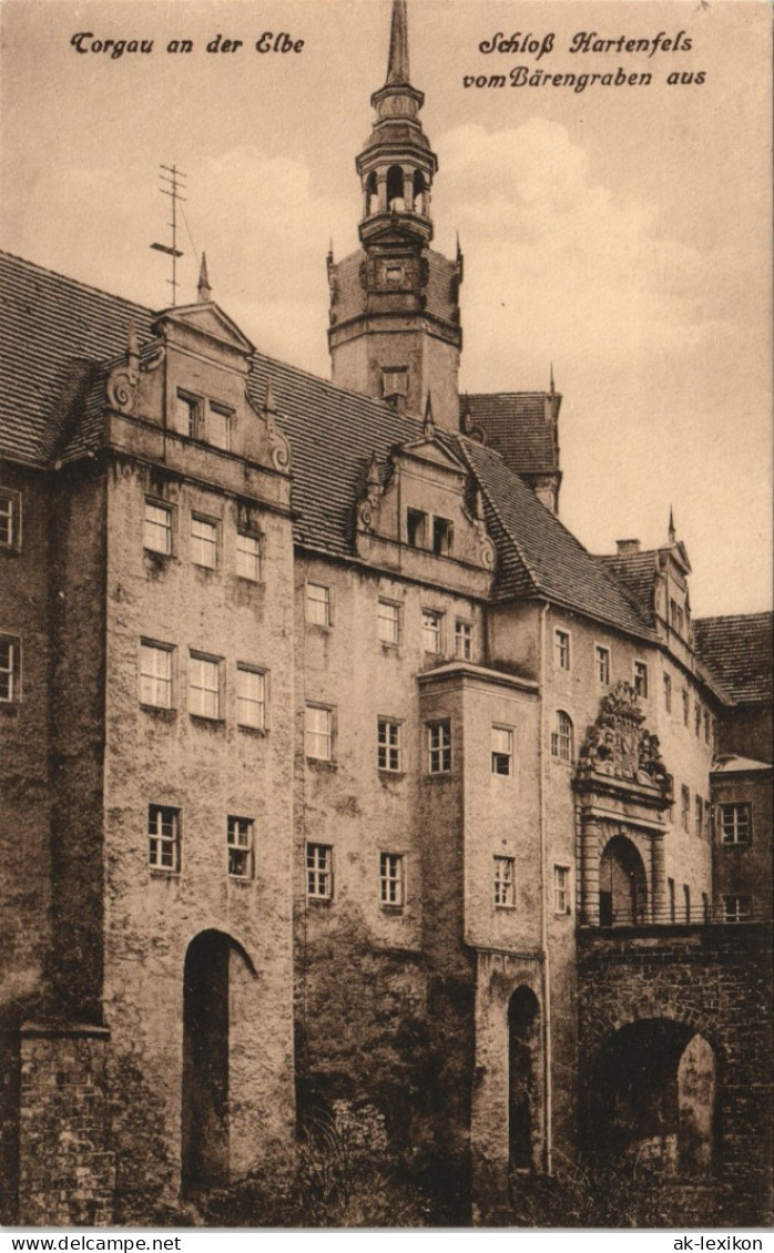 Ansichtskarte Torgau Schloss Hartenfels Vom Bärengraben Aus 1913 - Torgau