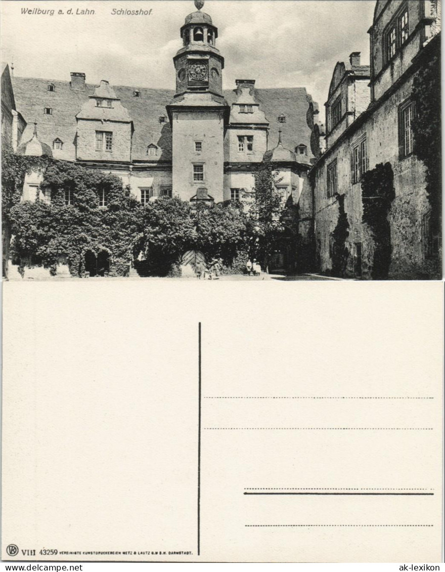 Weilburg (Lahn) Schloß Schlosshof, Uhrenturm, Castle Court 1910 - Weilburg