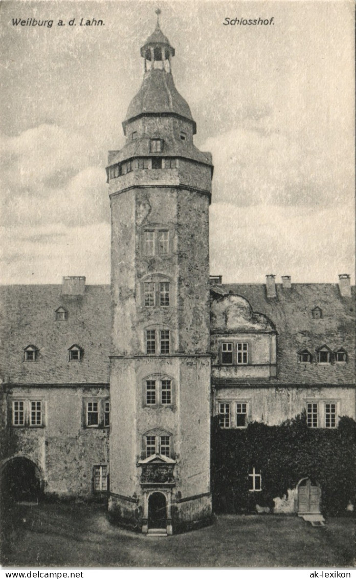 Ansichtskarte Weilburg (Lahn) Schloss (Casthle) Schlosshof Turm-Gebäude 1910 - Weilburg