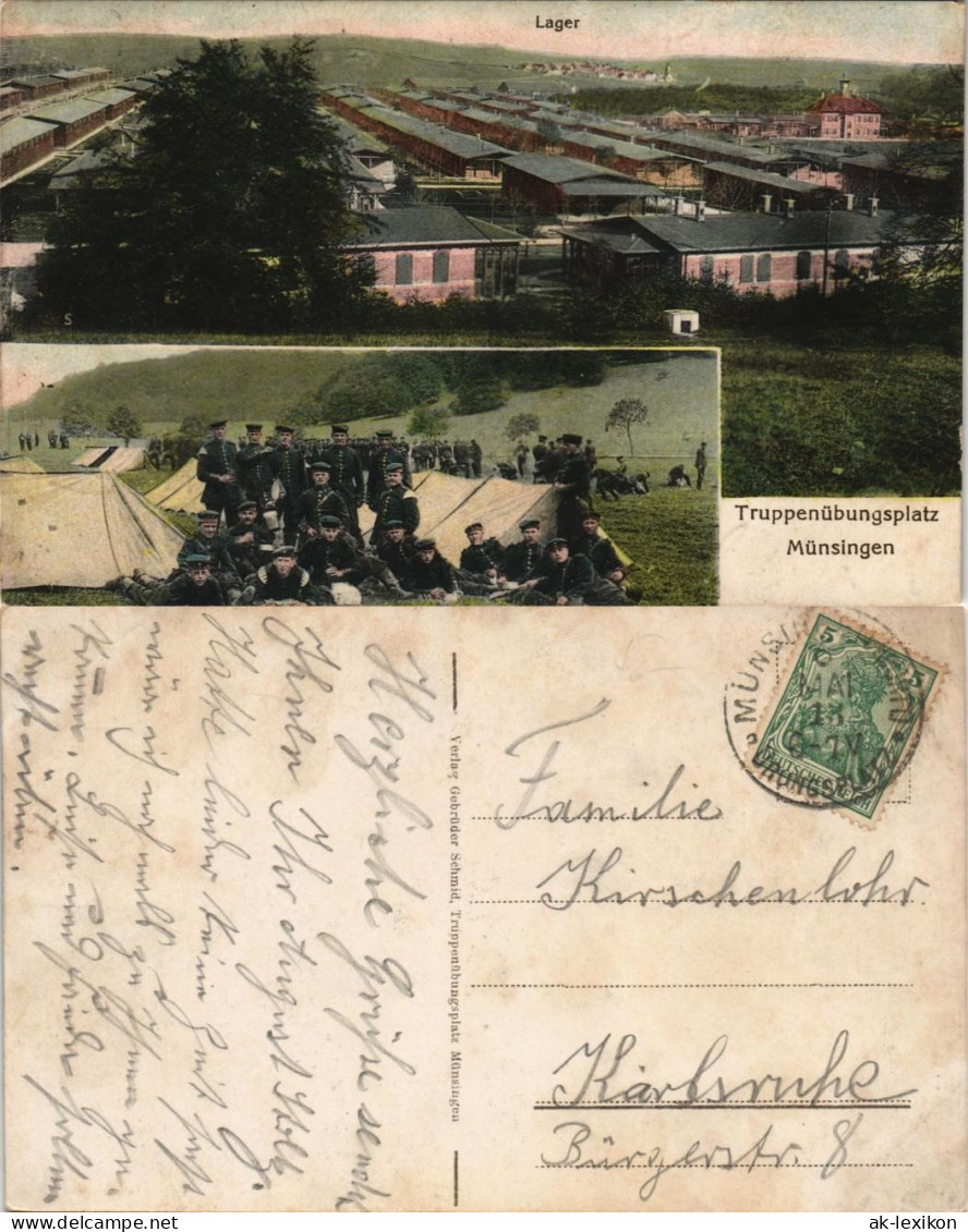 Münsingen (Württemberg) Truppenübungsplatz Barraken U. Soldaten Vor Zelt 1913 - Münsingen