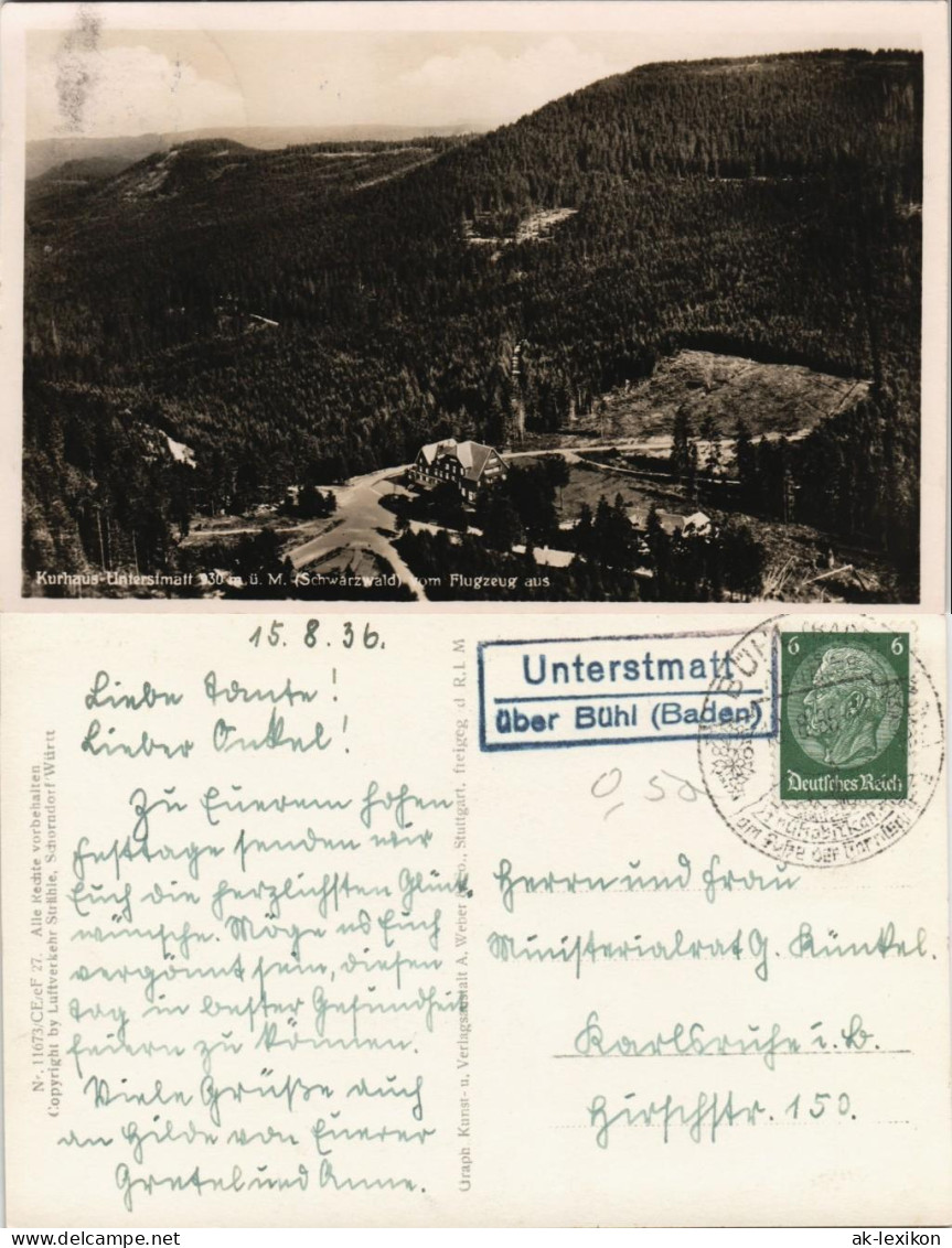 Unterstmatt-Bühl (Baden) Luftbild Landpoststempel Unterstmatt 1935 - Buehl