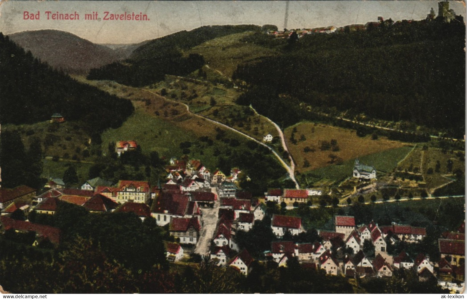 Bad Teinach-Zavelstein Panorama-Ansicht, Vogelschau-Perspektive 1910 - Bad Teinach
