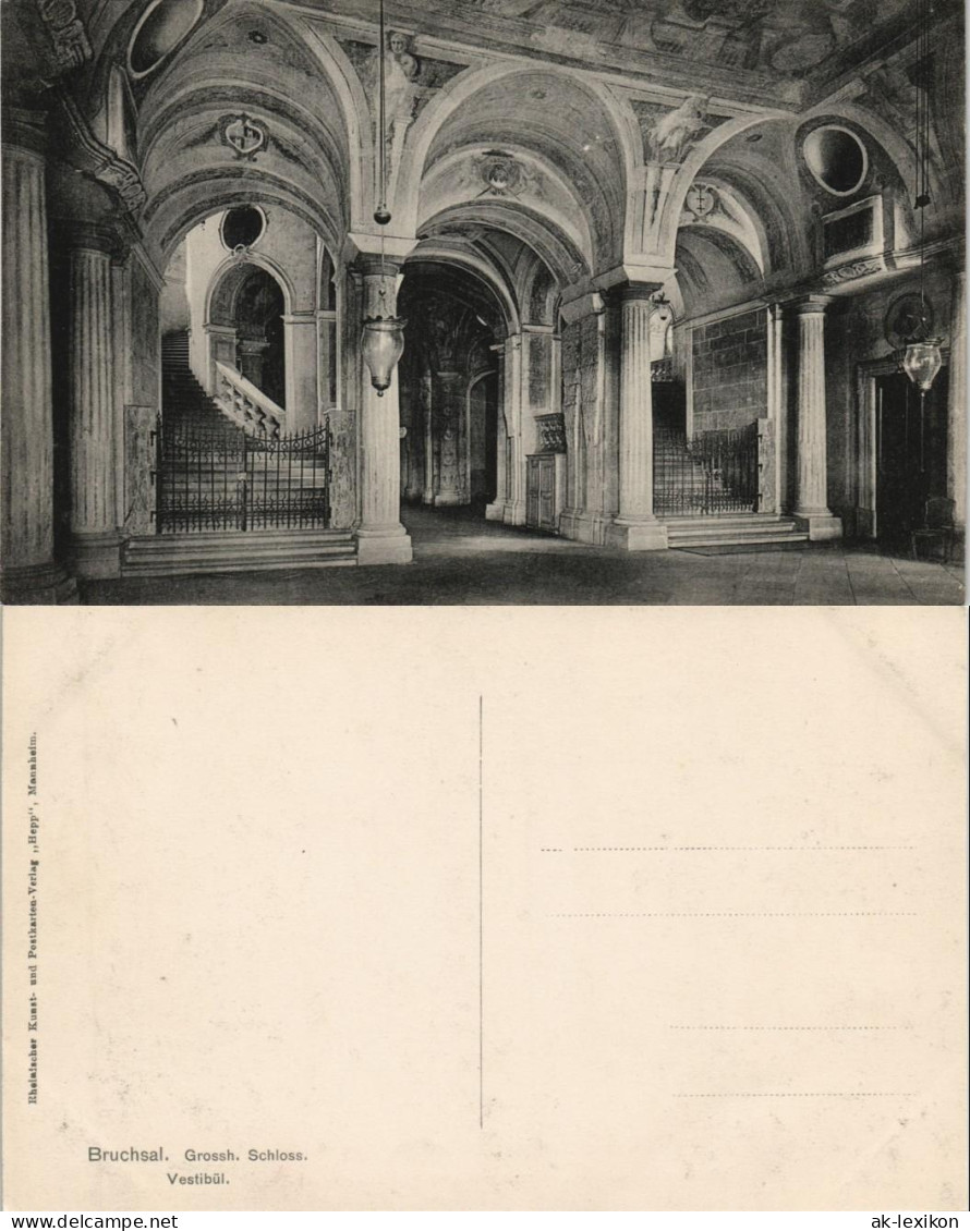 Ansichtskarte Bruchsal Vestibül Grossh. Schloss (Castle) Innenansicht 1910 - Bruchsal