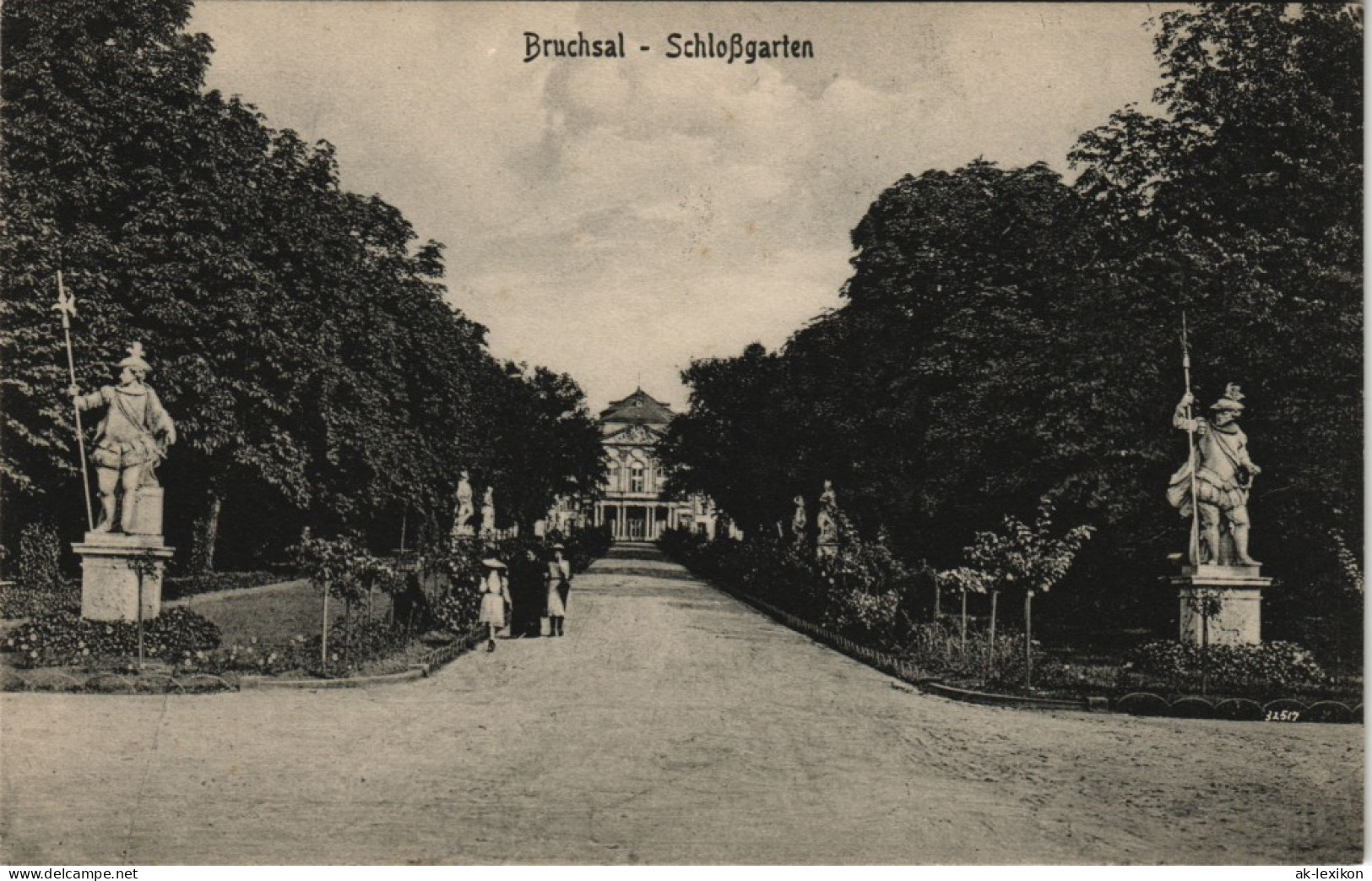 Ansichtskarte Bruchsal Schloß, Schloßgarten Statuen 1909 - Bruchsal