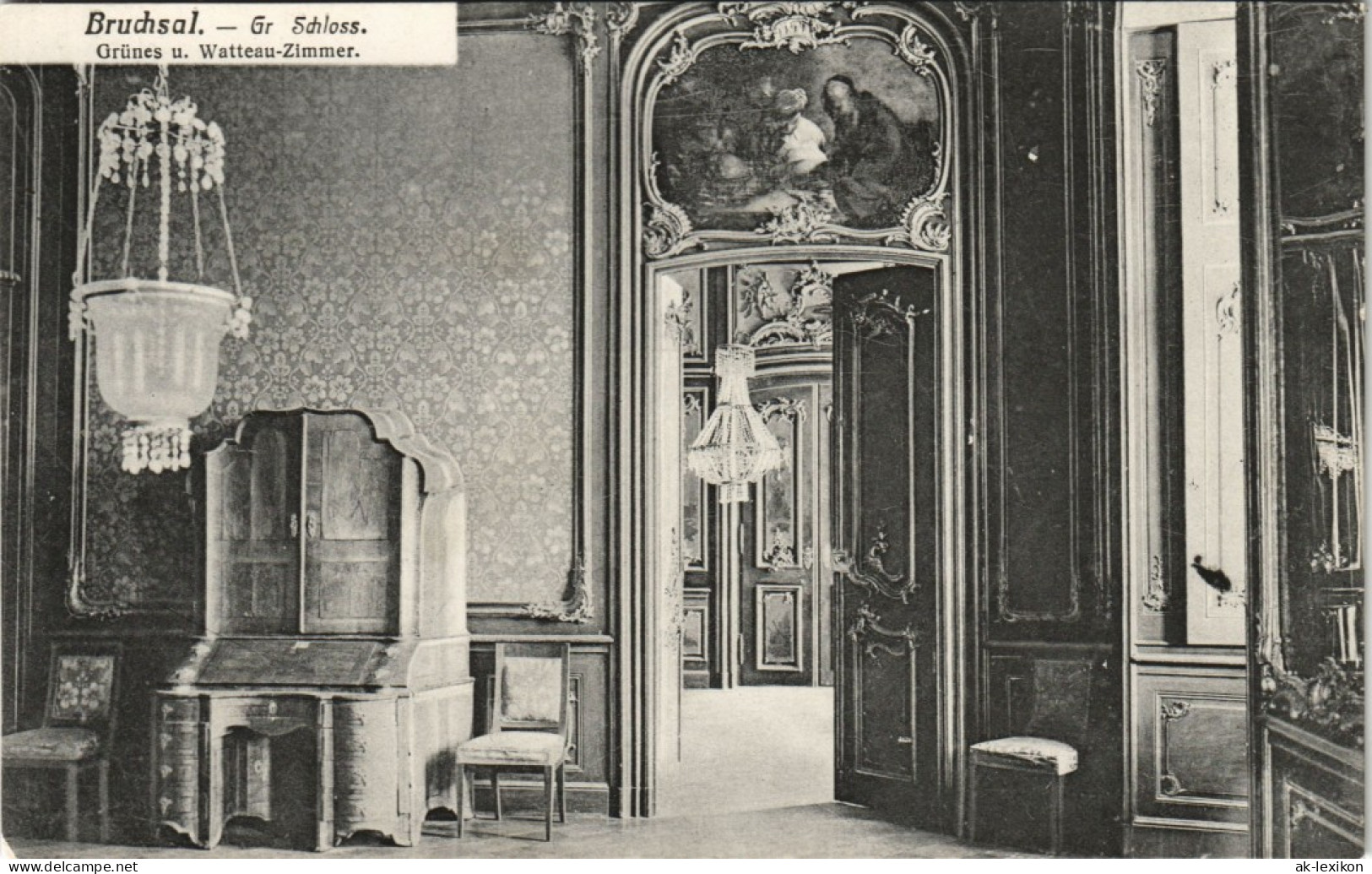 Ansichtskarte Bruchsal Schloß, Grünes- U. Watteau-Zimmer 1909 - Bruchsal