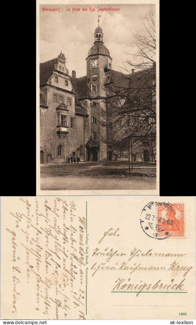 Ansichtskarte Wermsdorf Jagdschloss Königliches Schloss (Royal Castle) 1918 - Wermsdorf