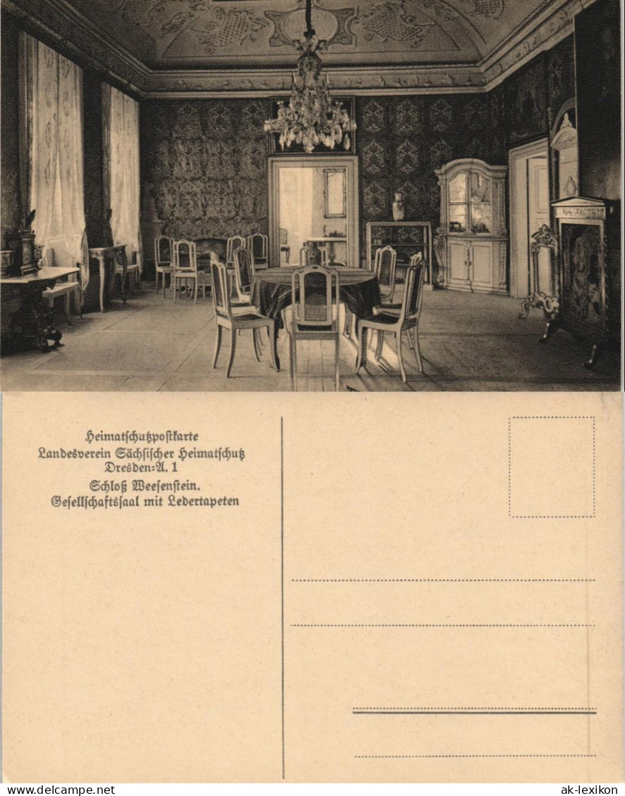 Weesenstein (Müglitz) Schloss Gesellschaftssaal Mit Ledertapeten 1920 - Weesenstein A. D. Mueglitz