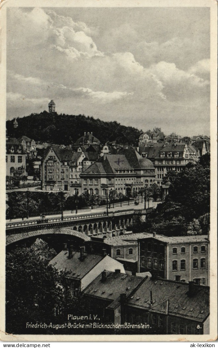 Plauen (Vogtland) Friedrich Augustbrücke, Stadtteilansicht Brücke (Bridge) 1938 - Plauen