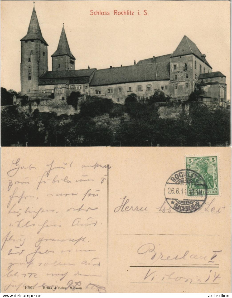 Ansichtskarte Rochlitz Schloss Gel. 1910 - Rochlitz