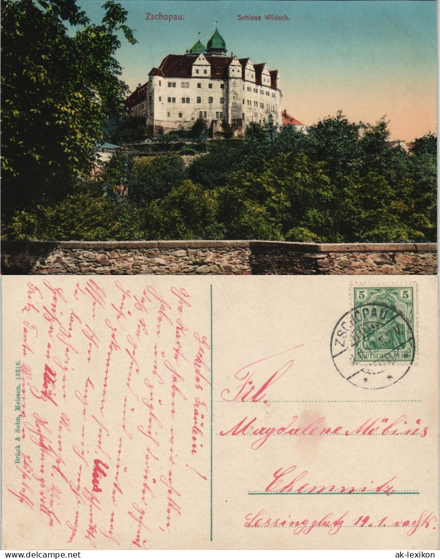 Ansichtskarte Zschopau Schloss Wildeck 1912 - Zschopau