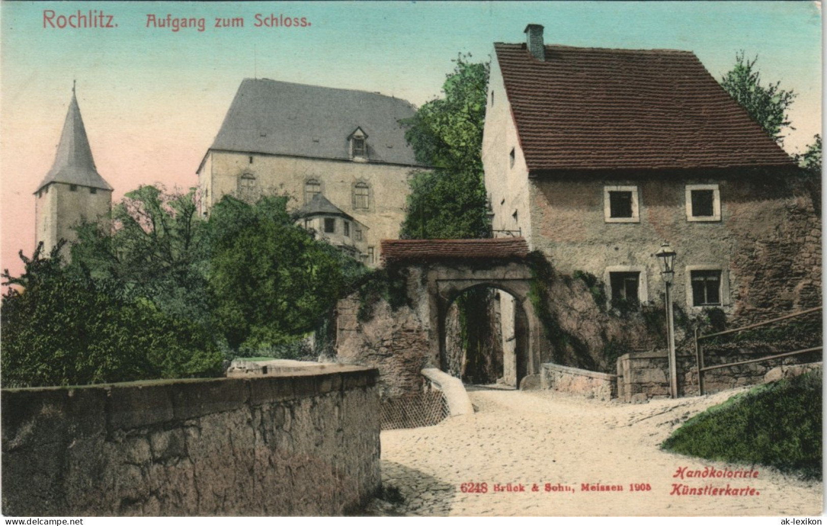 Ansichtskarte Rochlitz Aufgang Zum Schloß, Handcoloriert 1905 - Rochlitz