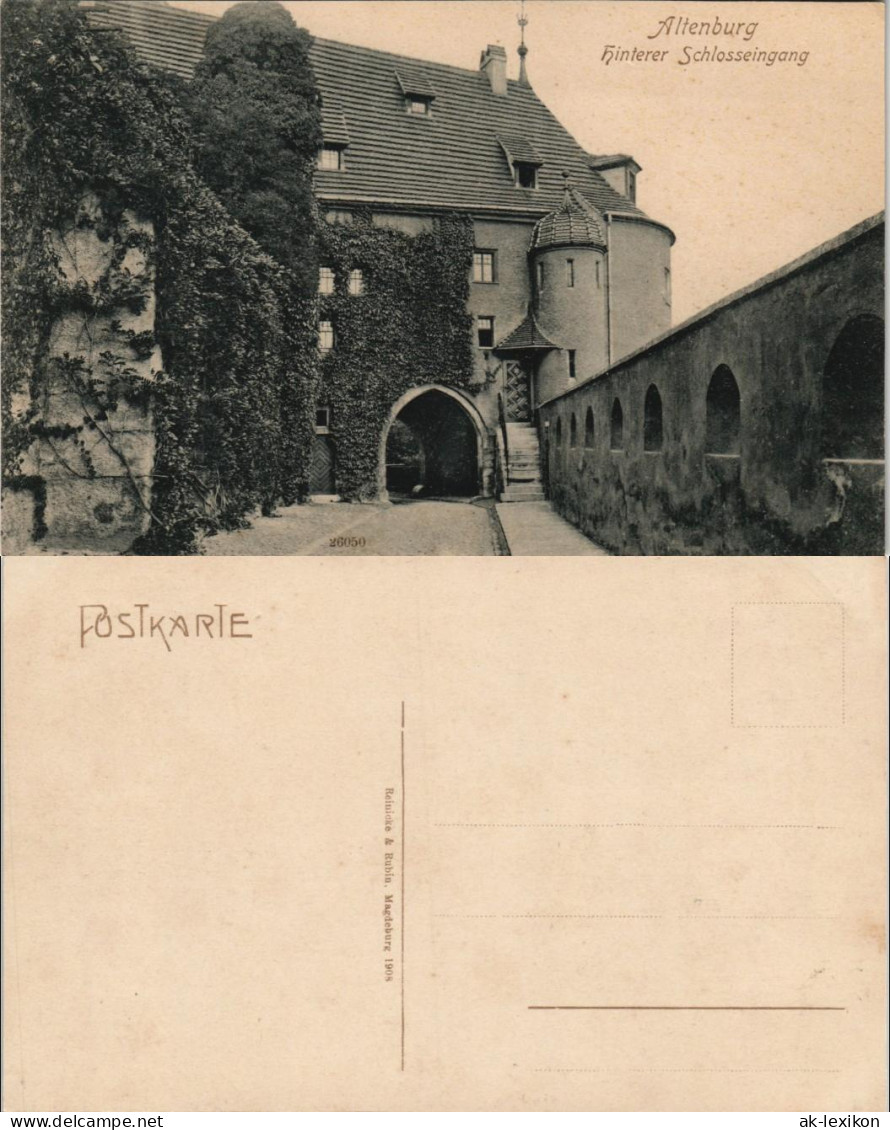 Ansichtskarte Altenburg Schloß Hinterer Schloss-Eingang Sw Ansicht 1908 - Altenburg