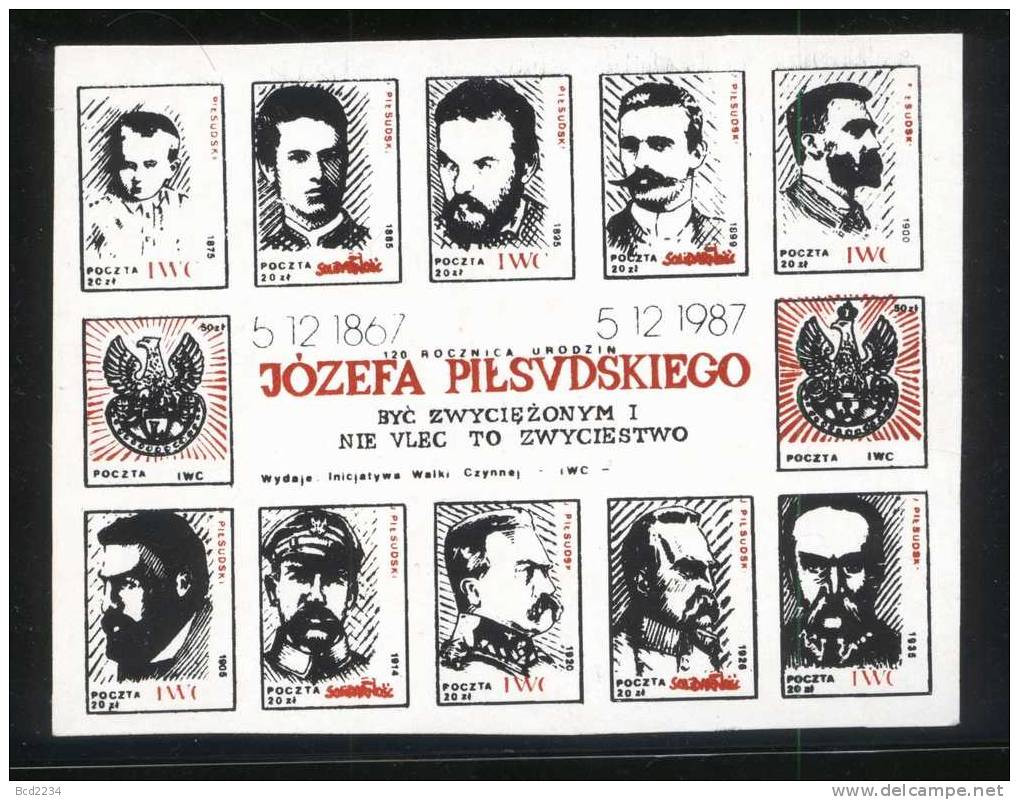 POLAND SOLIDARNOSC 120TH BIRTH ANNIV OF JOZEF PILSUDSKI MS RED SPECIALISED COLLECTION (SOLID0277/0023)) - Solidarnosc Labels