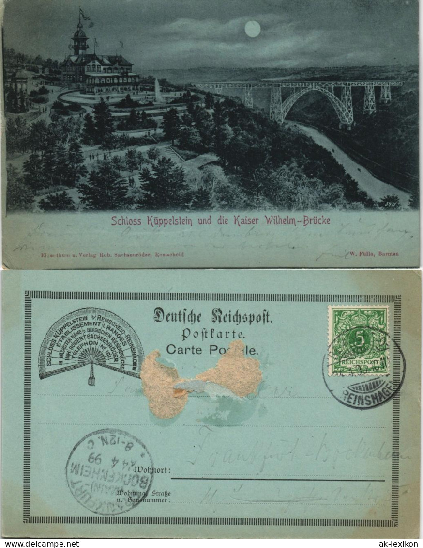 Remscheid Schloss Küppelstein, Müngstener Brücke Bei Mondschein 1899 Luna - Remscheid