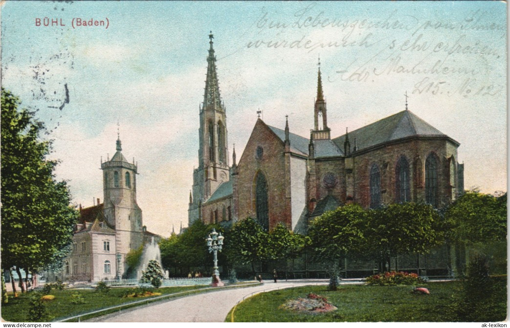 Ansichtskarte Bühl (Baden) Color Ansicht Partie An Der Kirche 1907 - Buehl