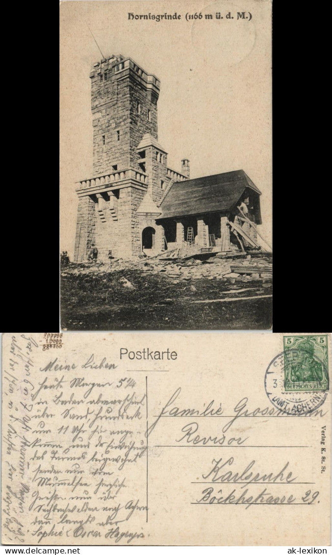 Ansichtskarte Achern Hornisgrinde (Berg) Turm 1911 - Achern