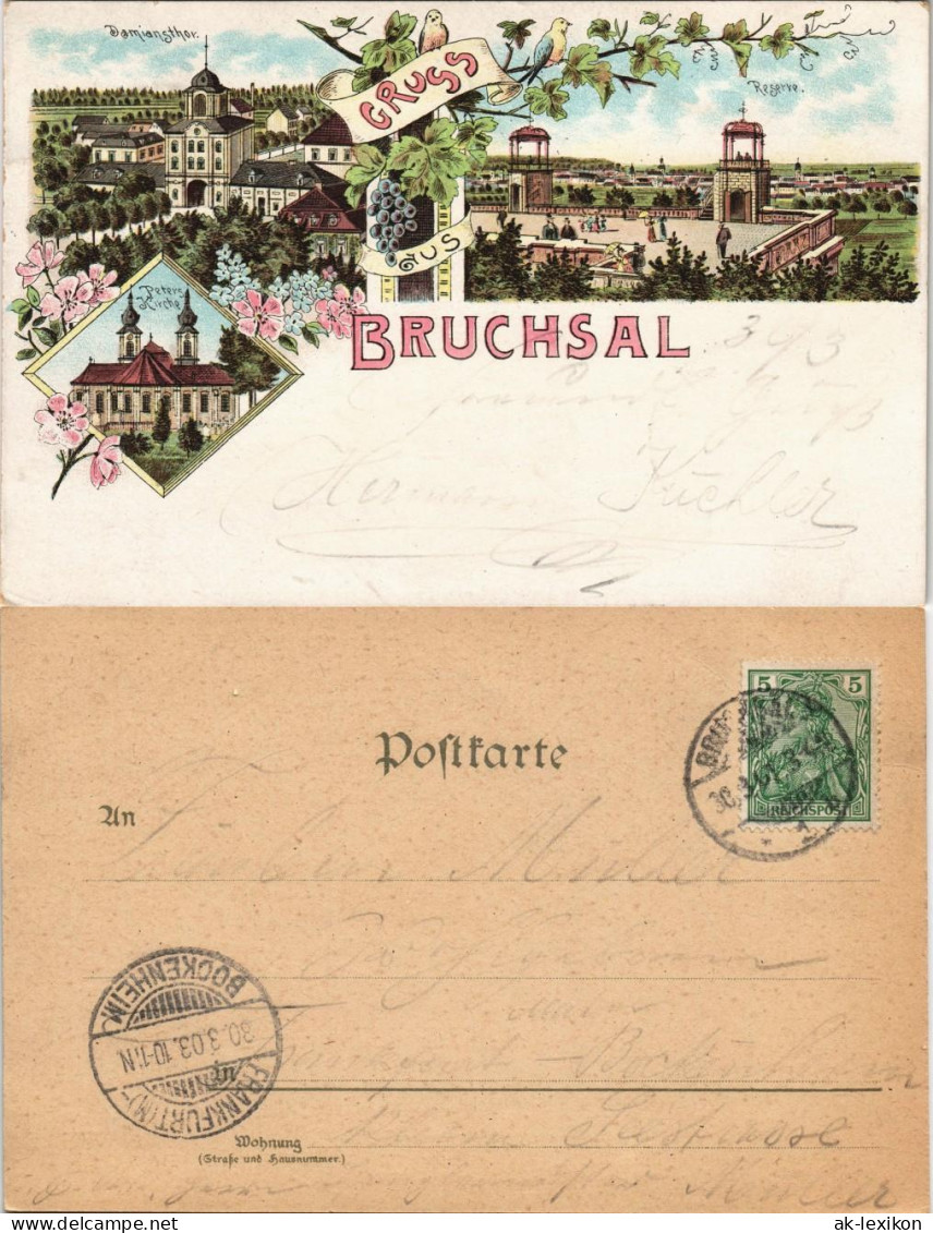 Ansichtskarte Litho AK Bruchsal Damiansthot, Reserve, Kirche - Gruss Aus 1903 - Bruchsal