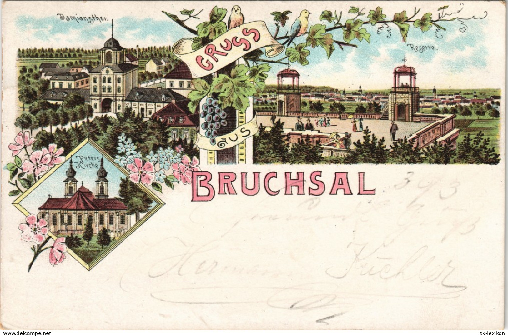 Ansichtskarte Litho AK Bruchsal Damiansthot, Reserve, Kirche - Gruss Aus 1903 - Bruchsal