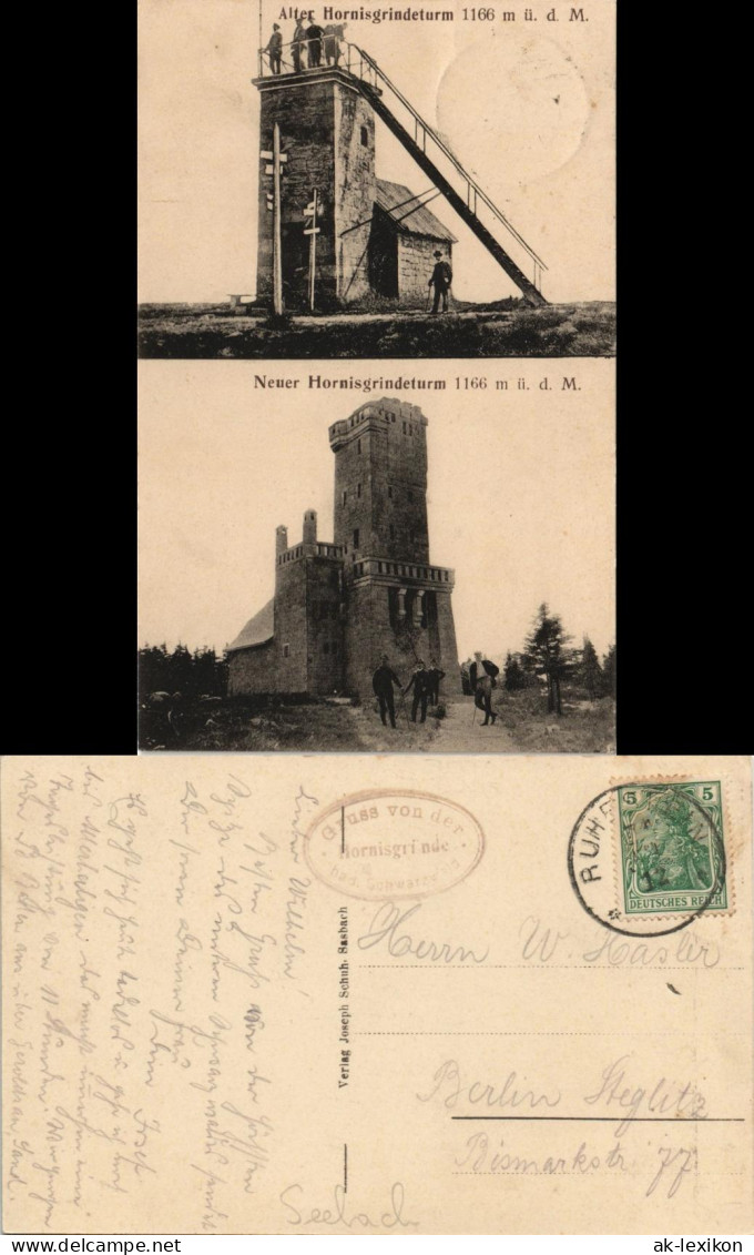 Ansichtskarte Achern Hornisgrinde Alter Und Neuer Turm 1912 - Achern