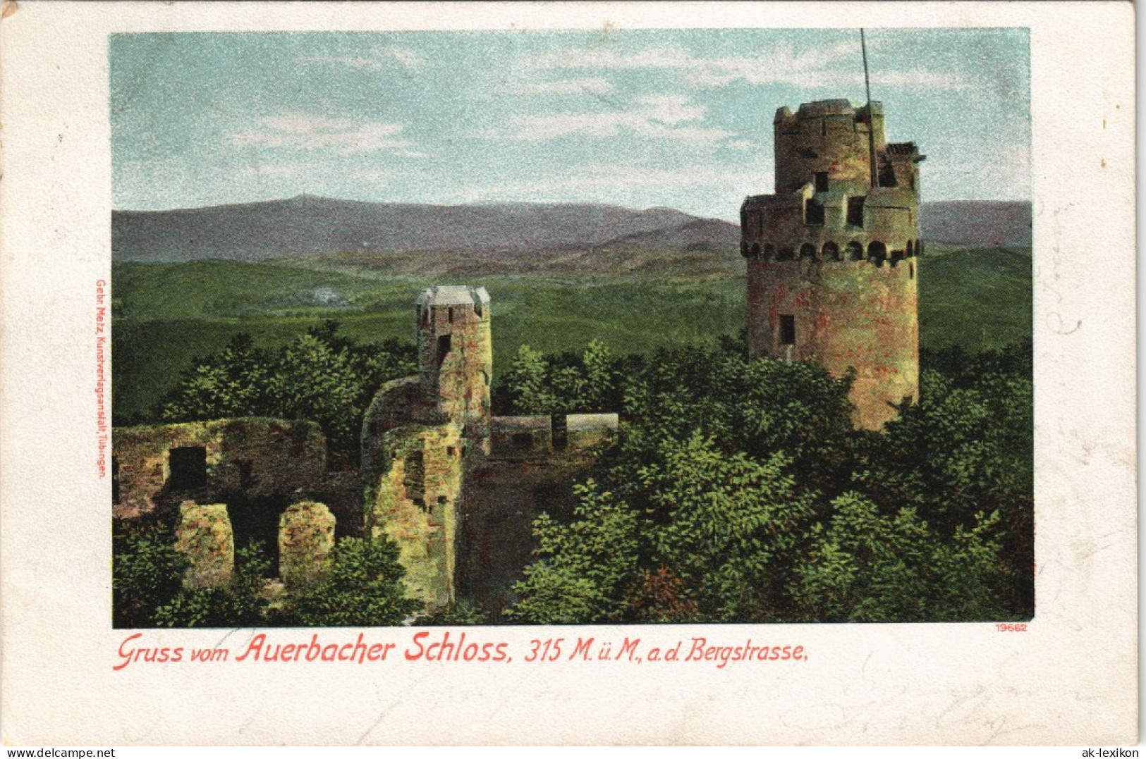 Auerbach Bergstraße Bensheim Auerbacher Schloss, Ankunftsstempel Frankfurt 1900 - Bensheim