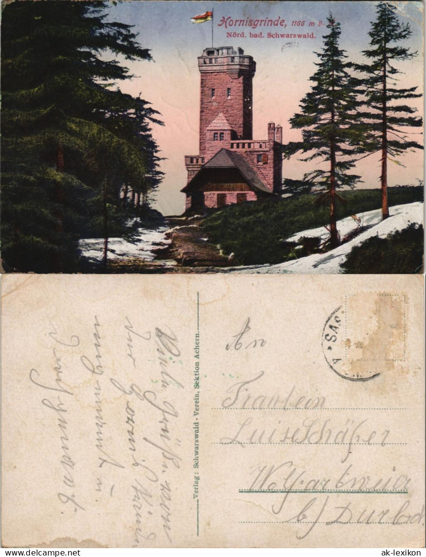 Seebach Aussichtsturm Hornisgrinde Color AK Schwarzwald (Mittelgebirge) 1920 - Achern