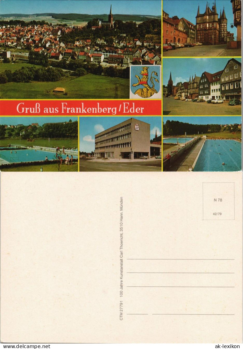 Frankenberg (Eder) Mehrbildkarte 6 Ansichten Ua. Freibad Und Sparkasse 1970 - Frankenberg (Eder)