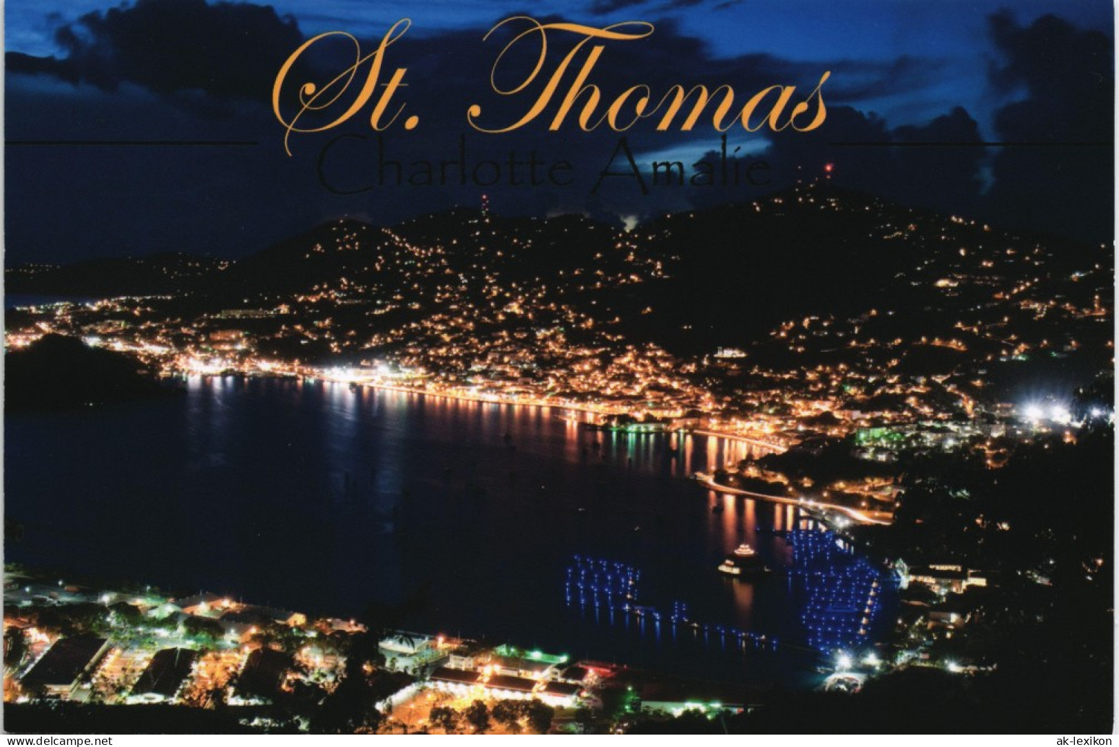 Postcard Charlotte Amalie-St. Thomas Sankt Thomas Stadt Bei Nacht 2008 - Isole Vergini Americane