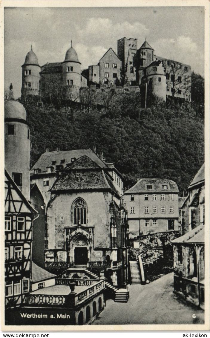 Ansichtskarte Wertheim Stadt Teilansicht 1939 - Wertheim