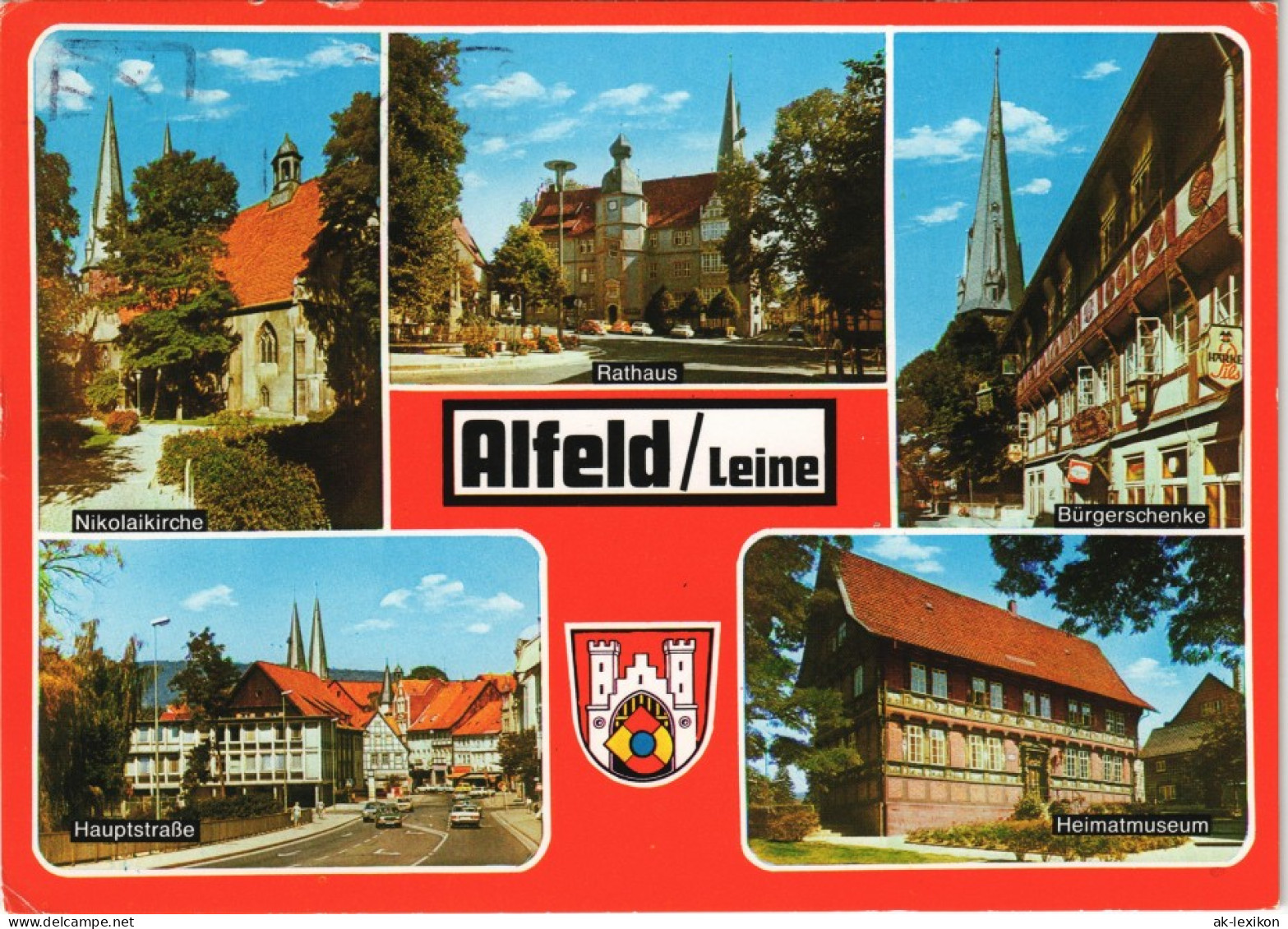Alfeld (Leine) Mehrbild-AK Mit Kirche, Rathaus, Bürgerschenke, Hauptstraße 1976 - Alfeld