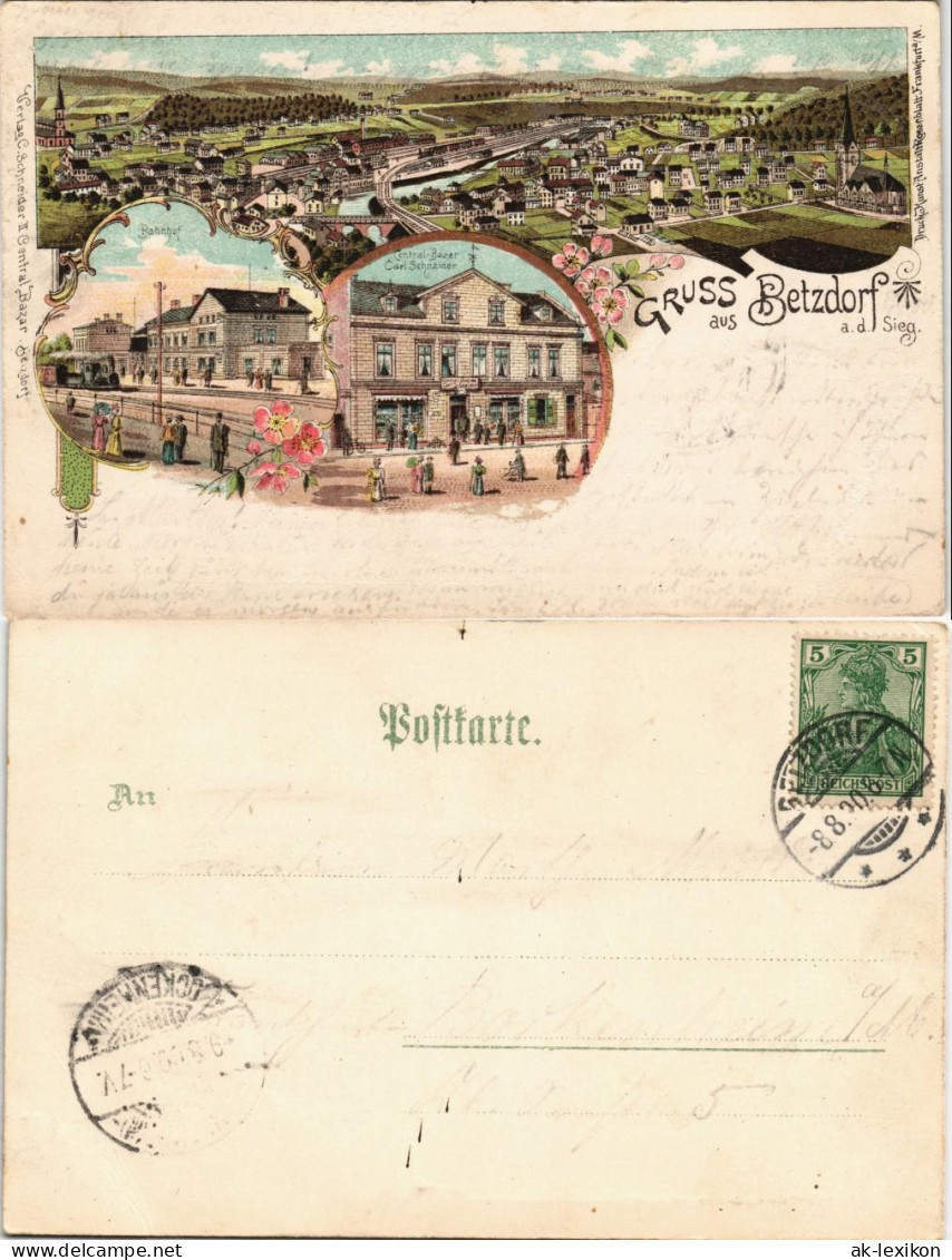 Ansichtskarte Litho AK Betzdorf Bahnhof, Central-Bazar, Stadt 1900 - Betzdorf