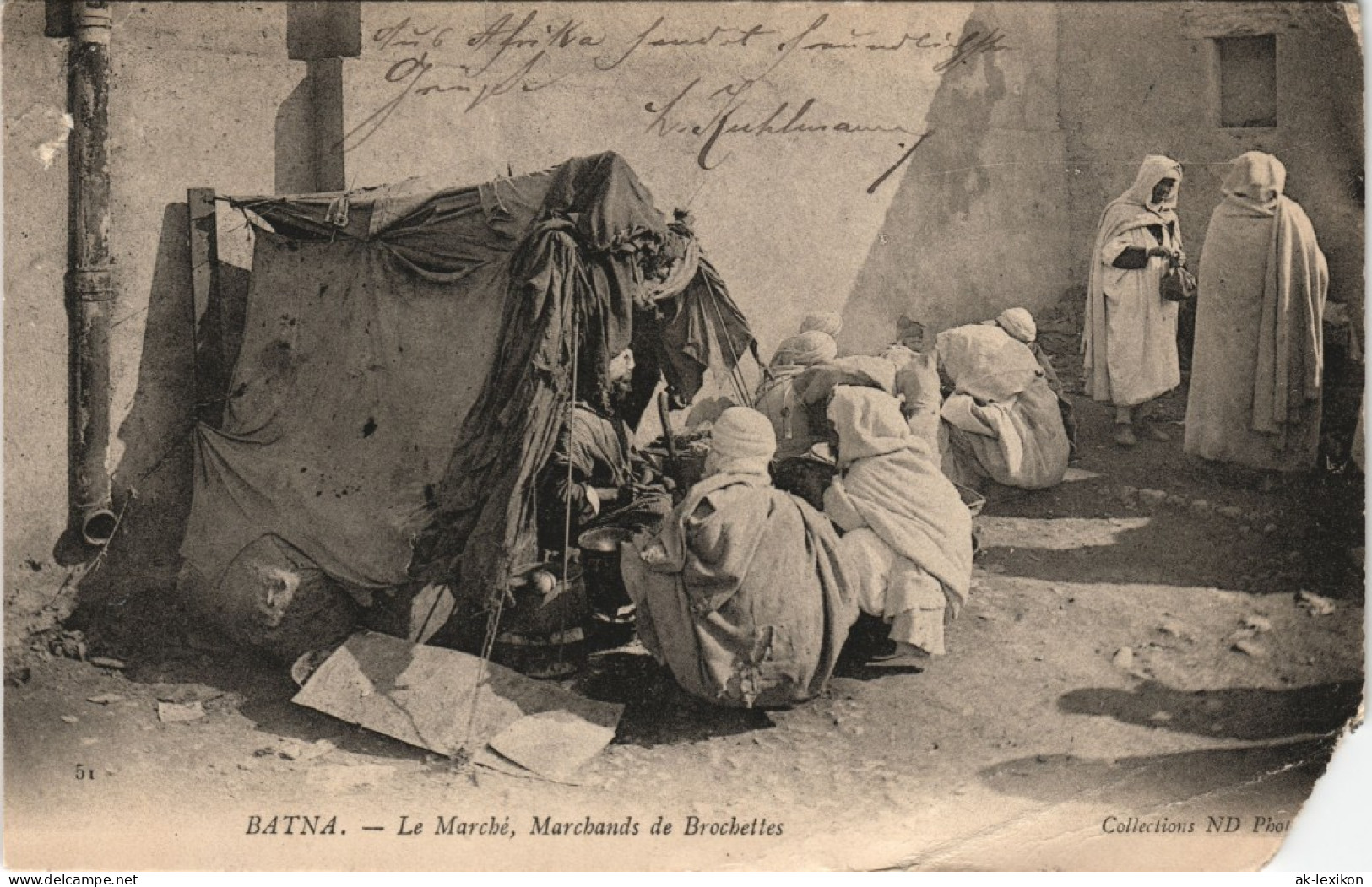 Postcard Batna باتنة Le Marché, Marchands De Brochettes 1905 - Batna