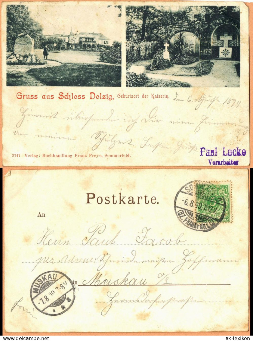 Dolzig Sommerfeld (Neumark) Lubsko 2 Bild Schloß 1899  Gel S BZ. Frankfurt Oder - Neumark