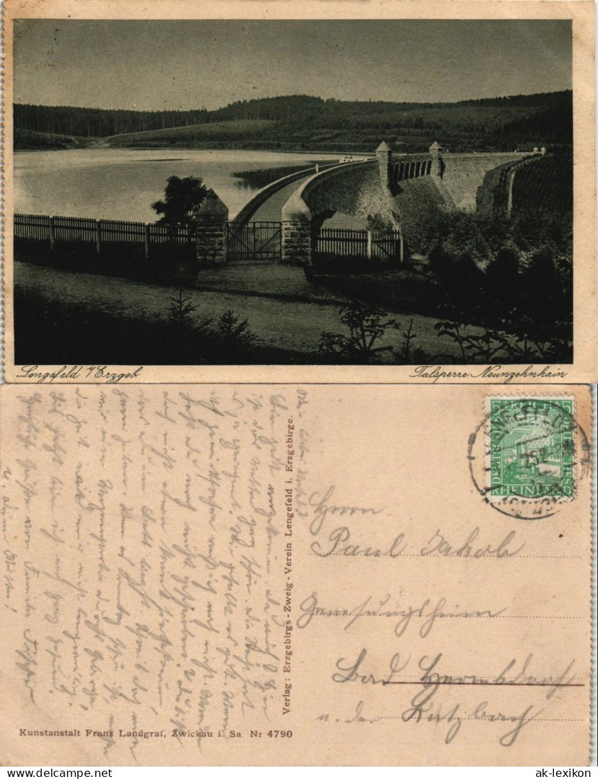 Ansichtskarte Lengefeld (Erzgebirge) Talsperre Neunzehnhain 1925 - Lengefeld